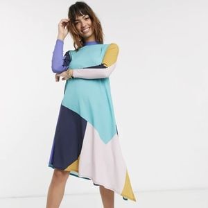 Closet High Collar Asymmetric Dress